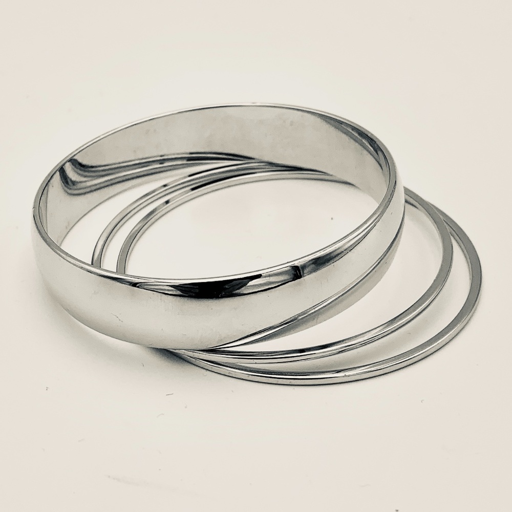 Monet Silver Plated Bangle Bracelets - image 4